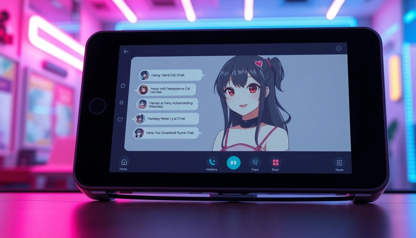Exciting interaction in a hentai ai chat with a vibrant anime character on a modern device.