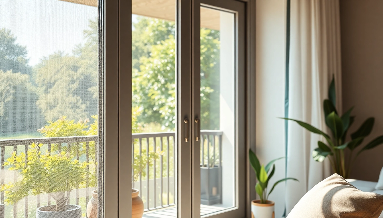 Moskitiery na drzwi balkonowe w nowoczesnym otoczeniu domowym, podkreślające elegancki design.
