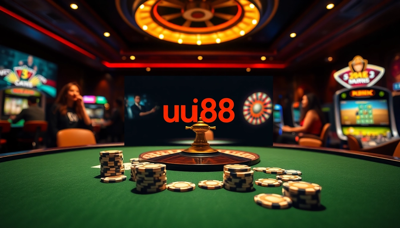 Experience thrilling gaming action with uu88 at a luxurious casino table filled with excitement.