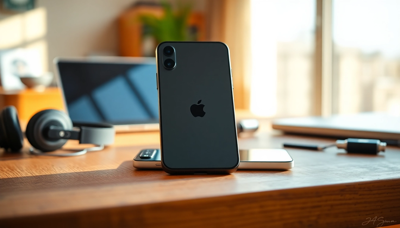 Captura el iPhone 14 Plus sobre una superficie de madera, resaltando su diseño elegante y moderno.
