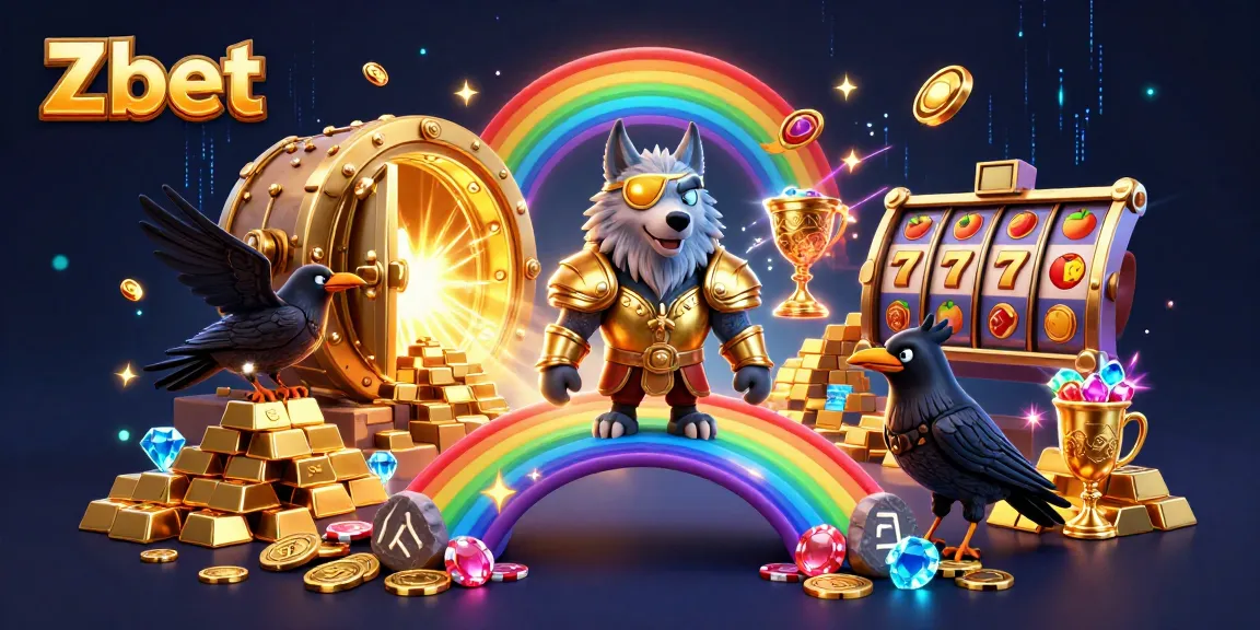 Zbet offers an engaging experience, showcasing a vibrant 3D casino scene filled with excitement and treasure.