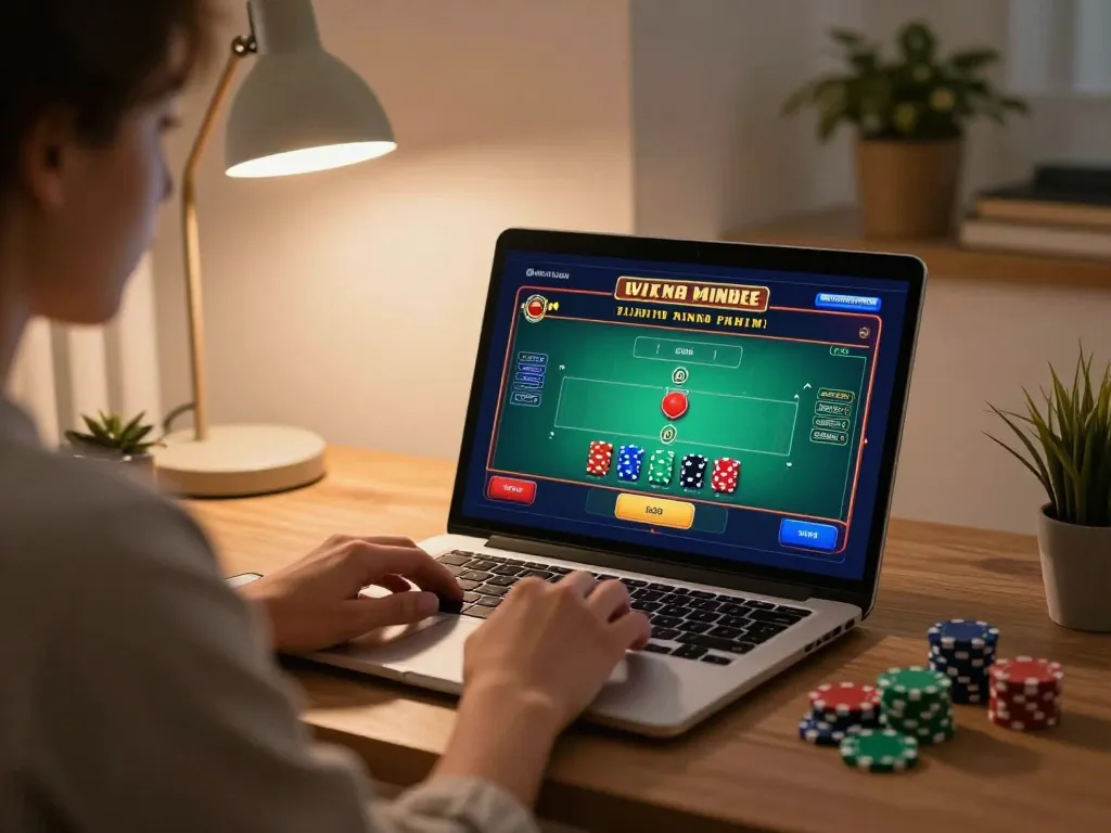 Engaging in strategic blackjack gameplay on 13win-asia from a cozy home office setup.