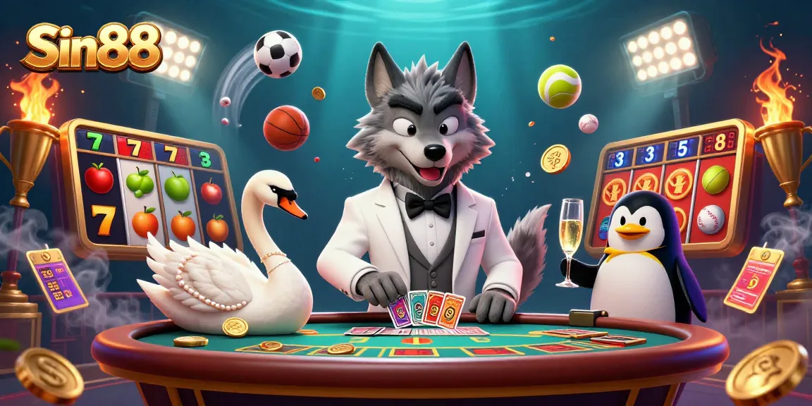 Experience thrilling gaming action at Sin88 with vibrant characters and dynamic casino elements.