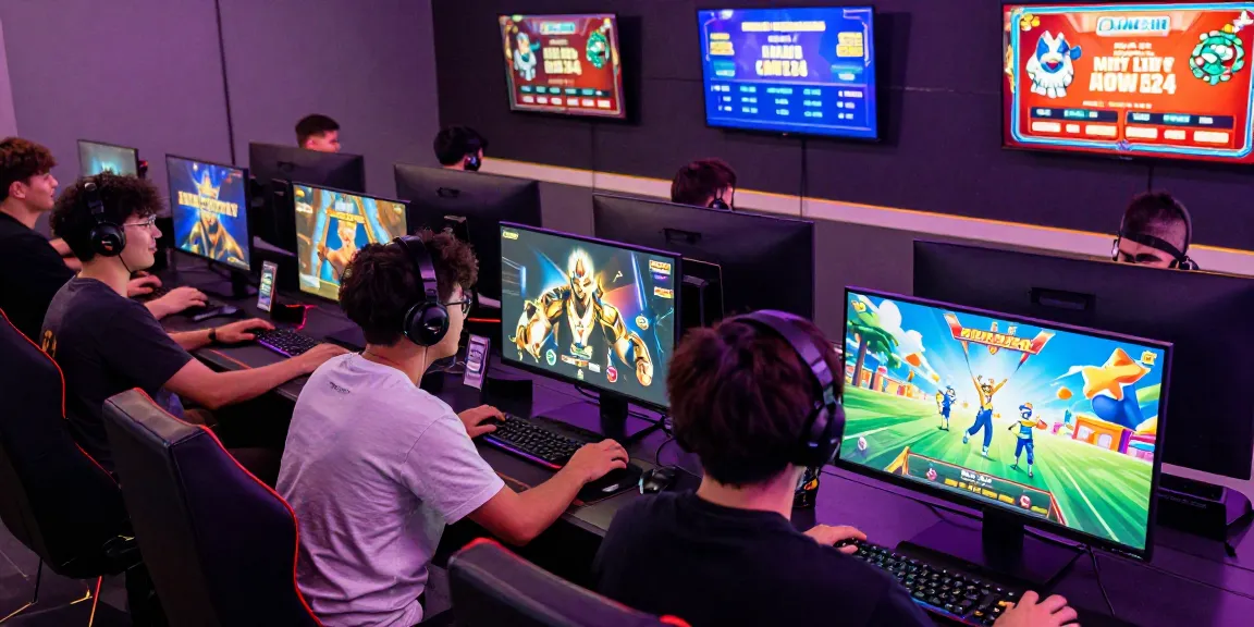 Engaged gamers exploring HM88 online casino with exciting games and vibrant atmosphere.